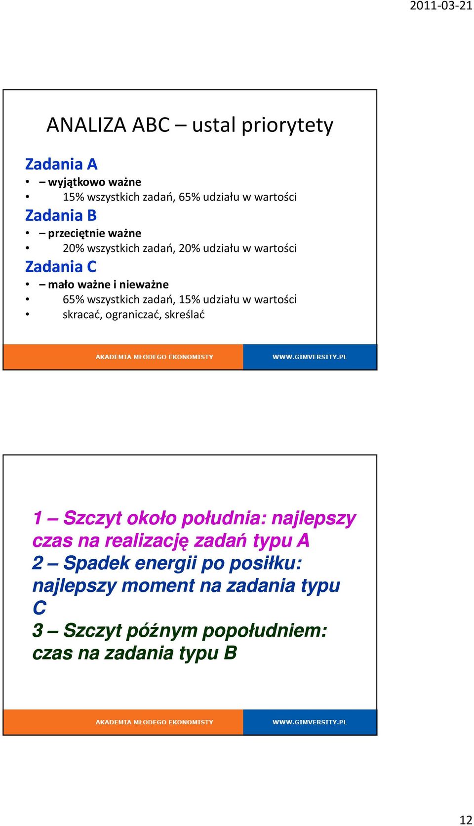 15% udziału w wartości skracać, ograniczać, skreślać 23 1 Szczyt około południa: najlepszy czas na realizację zadań