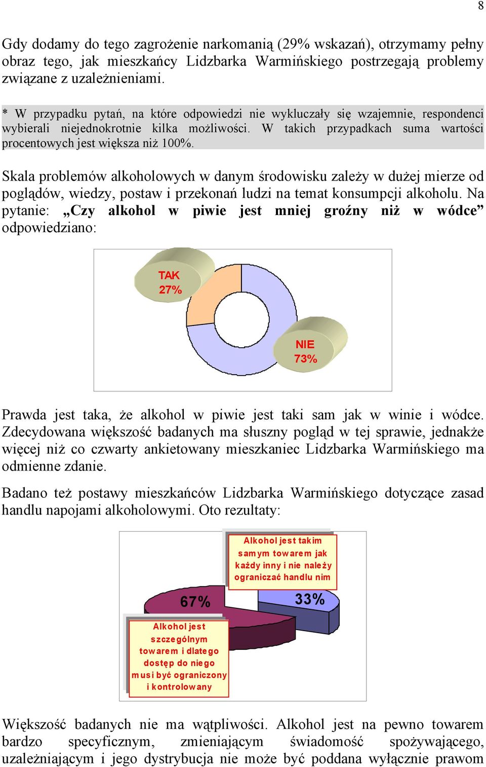 Skala problemów alkoholowych w danym środowisku zależy w dużej mierze od poglądów, wiedzy, postaw i przekonań ludzi na temat konsumpcji alkoholu.