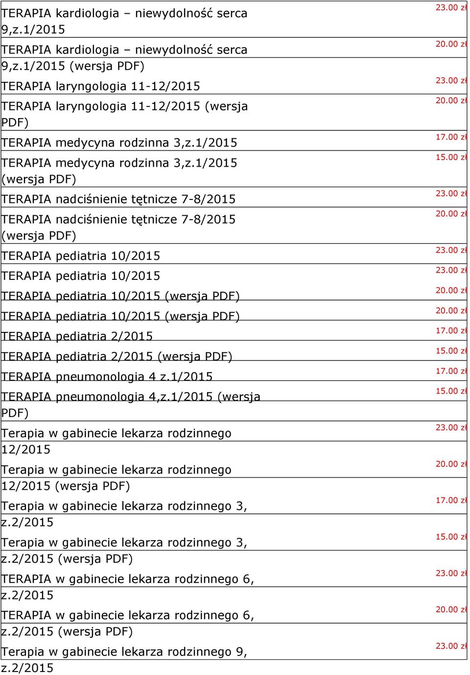 1/2015 TERAPIA nadciśnienie tętnicze 7-8/2015 TERAPIA nadciśnienie tętnicze 7-8/2015 TERAPIA pediatria 10/2015 TERAPIA pediatria 10/2015 TERAPIA pediatria 10/2015