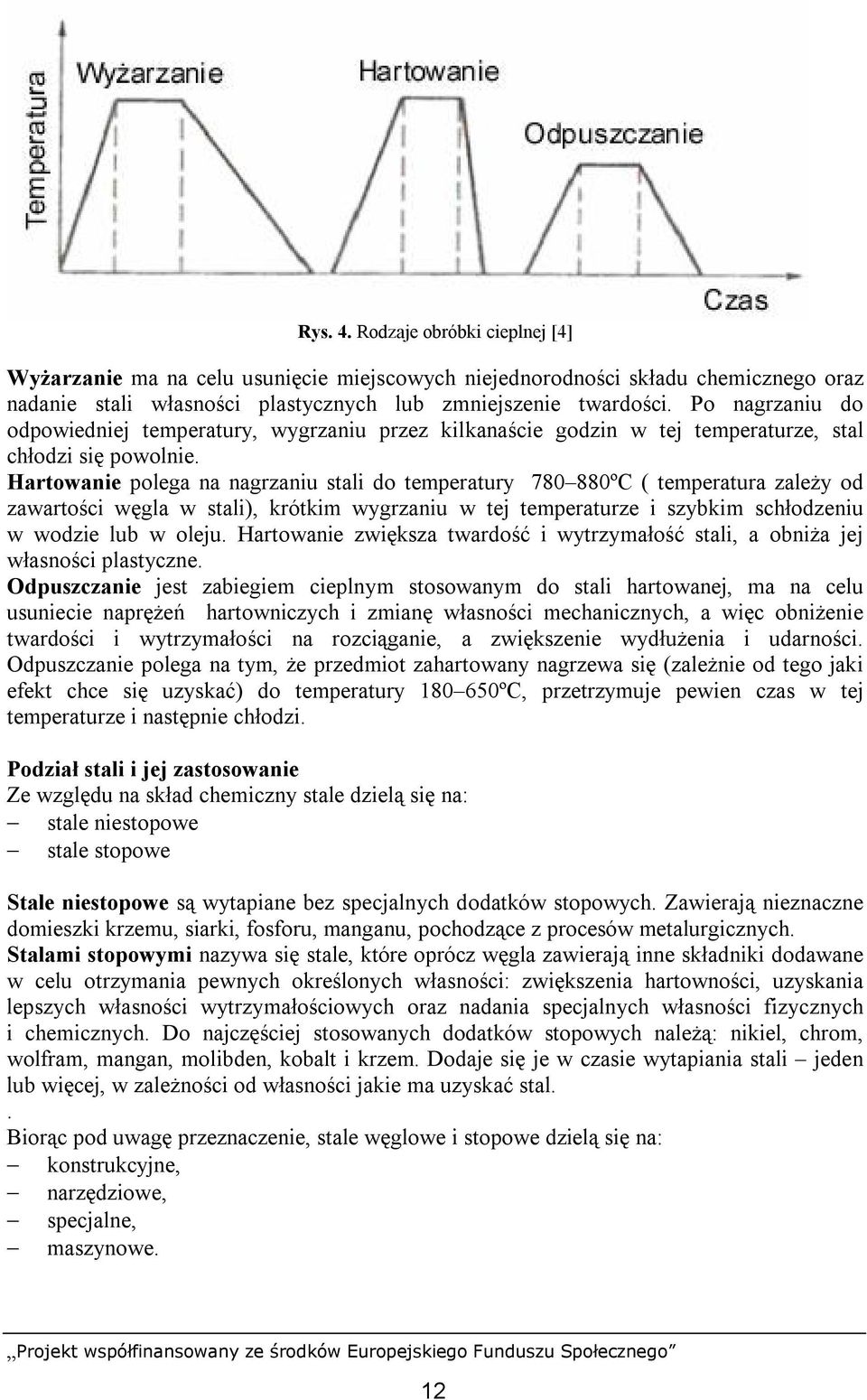 Hartowanie polega na nagrzaniu stali do temperatury 780 880ºC ( temperatura zależy od zawartości węgla w stali), krótkim wygrzaniu w tej temperaturze i szybkim schłodzeniu w wodzie lub w oleju.