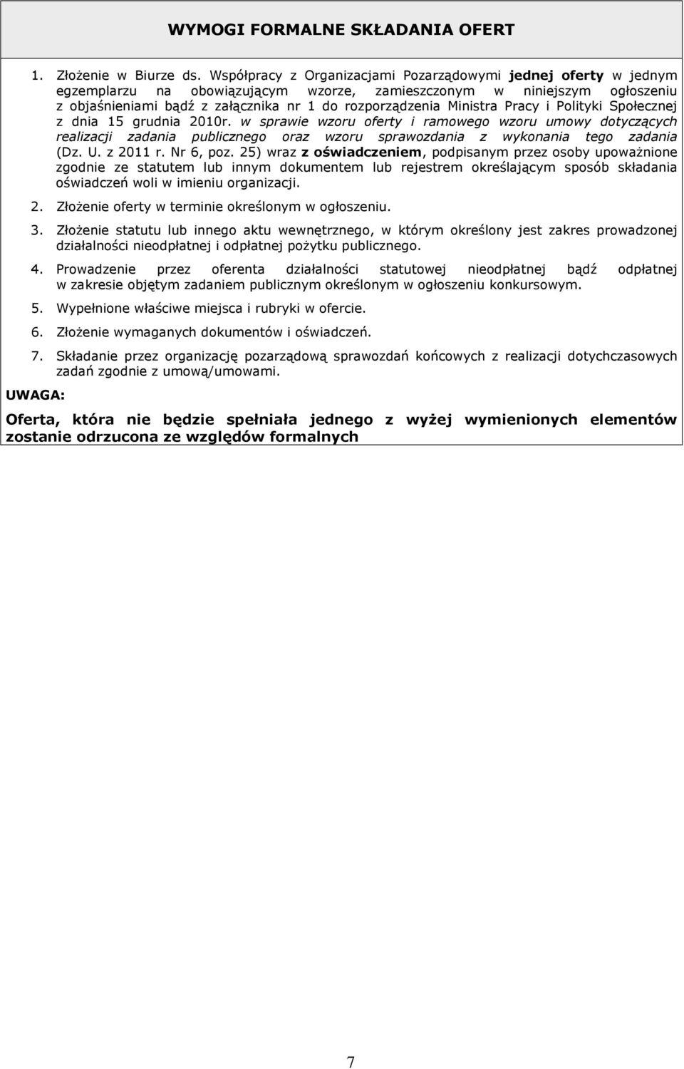 Ministra Pracy i Polityki Społecznej z dnia 15 grudnia 2010r.