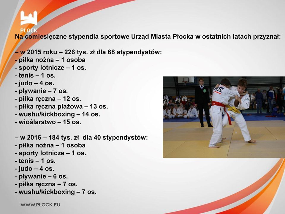 - piłka ręczna 12 os. - piłka ręczna plażowa 13 os. - wushu/kickboxing 14 os. - wioślarstwo 15 os. w 2016 184 tys.