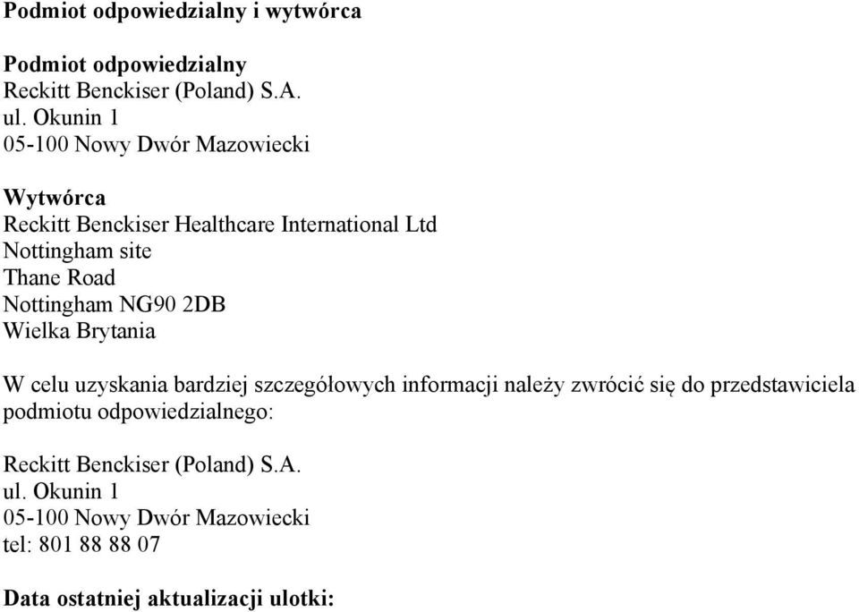 Nottingham NG90 2DB Wielka Brytania W celu uzyskania bardziej szczegółowych informacji należy zwrócić się do