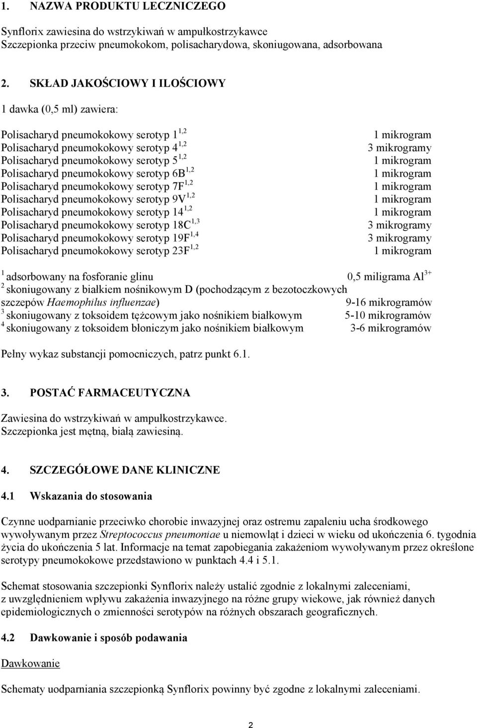 pneumokokowy serotyp 6B 1,2 Polisacharyd pneumokokowy serotyp 7F 1,2 Polisacharyd pneumokokowy serotyp 9V 1,2 Polisacharyd pneumokokowy serotyp 14 1,2 Polisacharyd pneumokokowy serotyp 18C 1,3