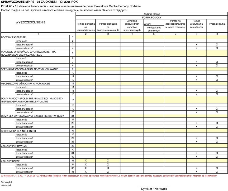 WYSZCZEGÓLNIENIE Pomoc pieniężna na usamodzielnienie Pomoc pieniężna na kontynuowanie nauki Uzyskanie odpowiednich warunków mieszkaniowych Zadania własne FORMA POMOCY w mieszkaniu chronionym Pomoc na