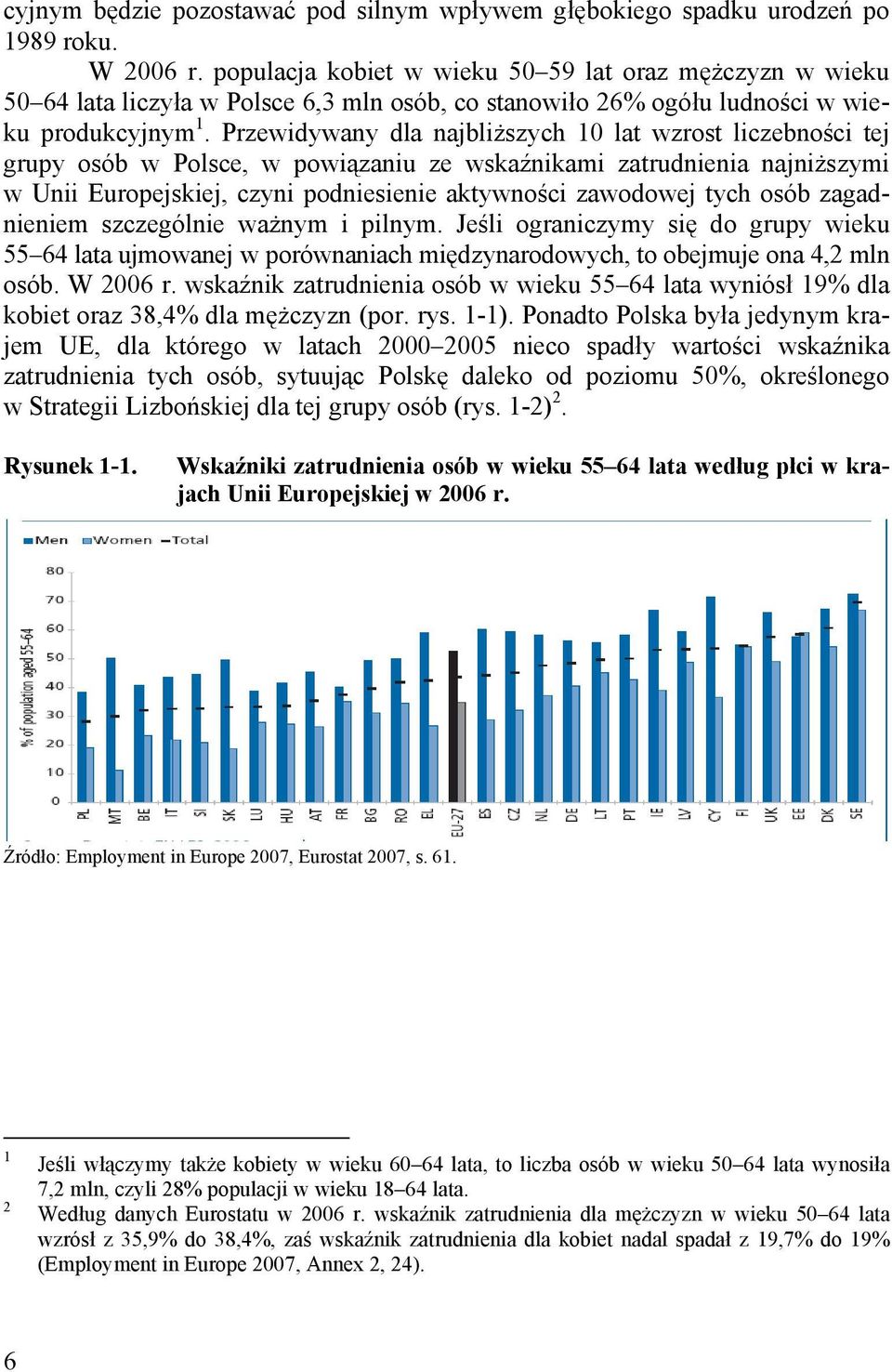 Przewidywany dla najbliższych 10 lat wzrost liczebności tej grupy osób w Polsce, w powiązaniu ze wskaźnikami zatrudnienia najniższymi w Unii Europejskiej, czyni podniesienie aktywności zawodowej tych