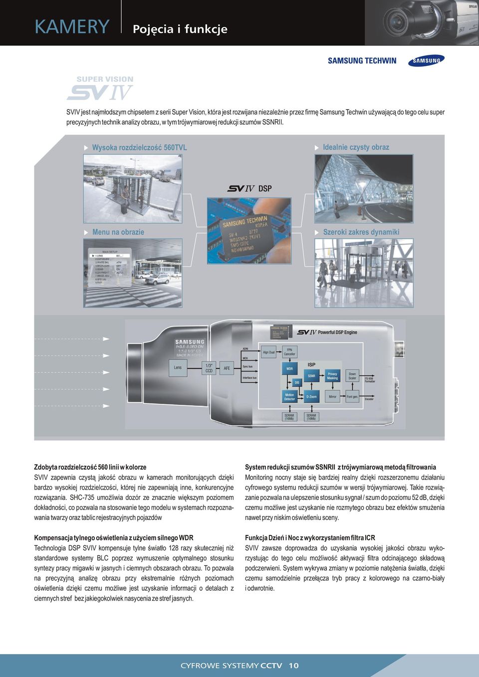 Wysoka rozdzielczość 560TVL Idealnie czysty obraz Menu na obrazie Szeroki zakres dynamiki Zdobyta rozdzielczość 560 linii w kolorze SVIV zapewnia czystą jakość obrazu w kamerach monitorujących dzięki