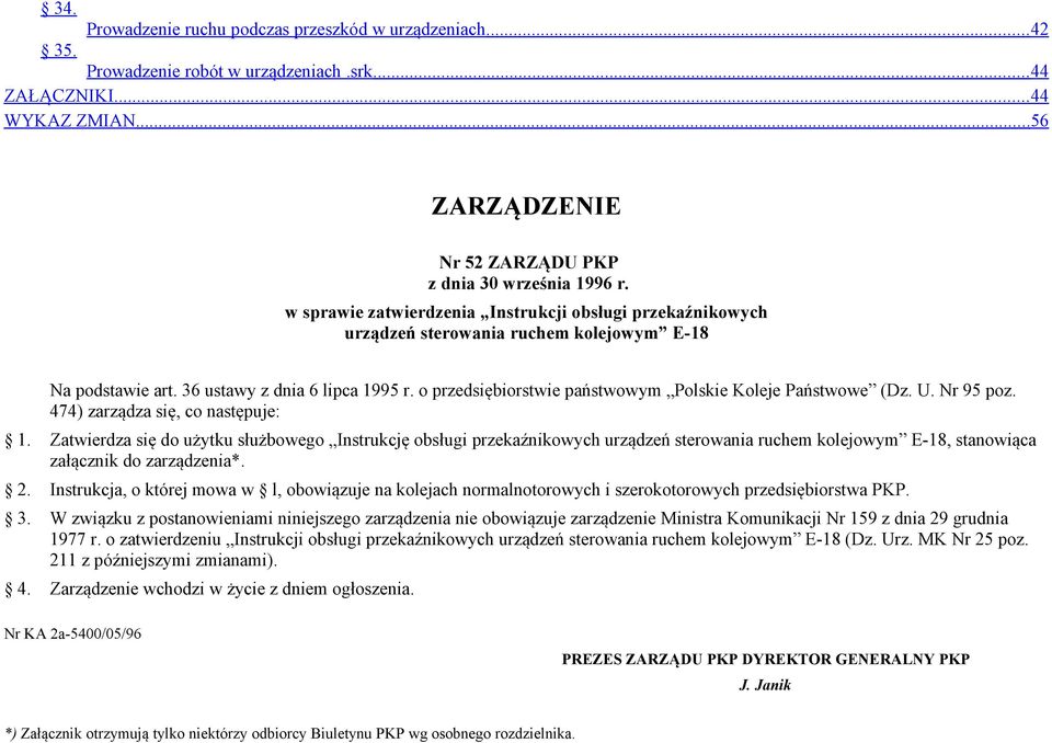 o przedsiębiorstwie państwowym Polskie Koleje Państwowe (Dz. U. Nr 95 poz. 474) zarządza się, co następuje: 1.