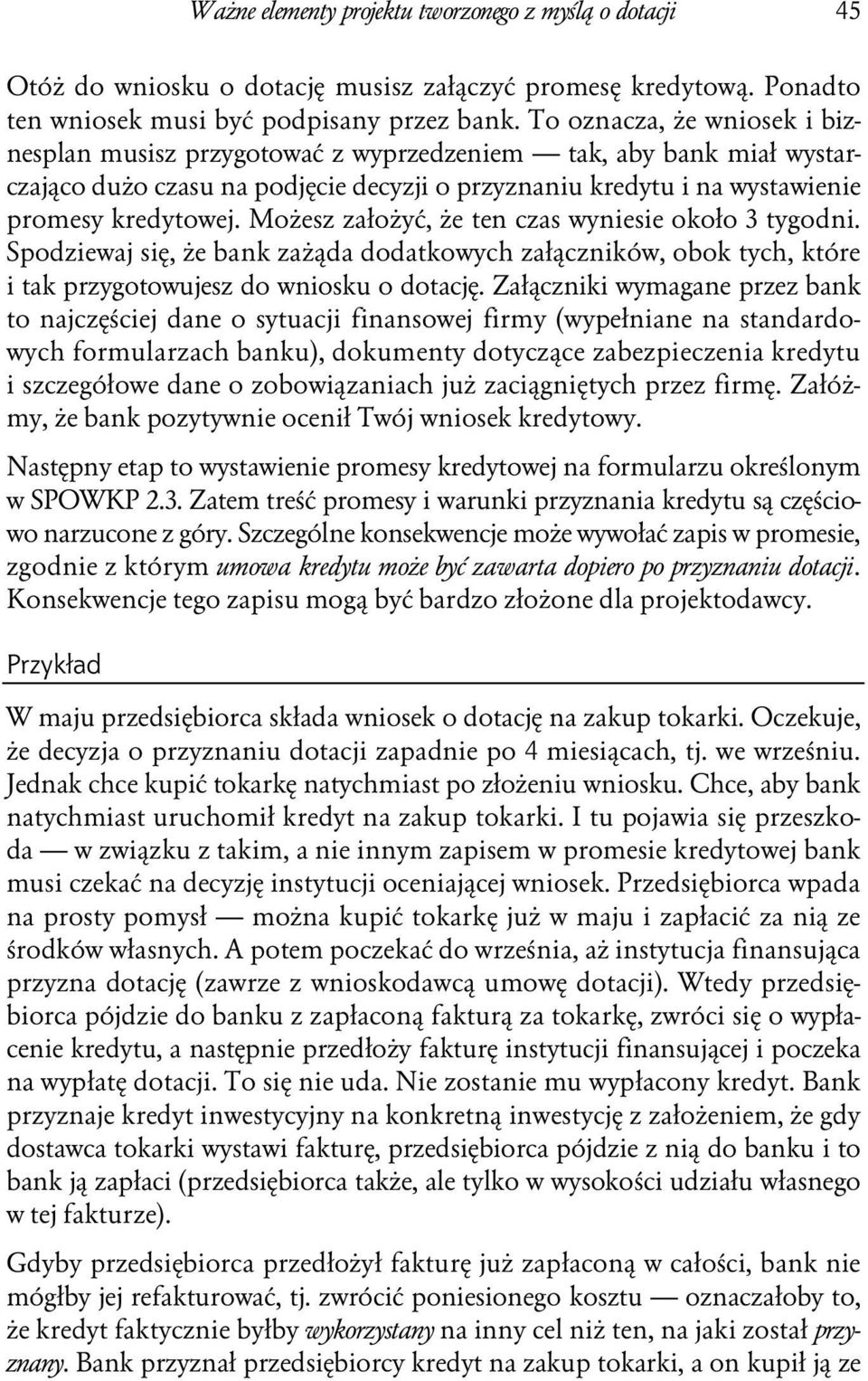 Możesz założyć, że ten czas wyniesie około 3 tygodni. Spodziewaj się, że bank zażąda dodatkowych załączników, obok tych, które i tak przygotowujesz do wniosku o dotację.