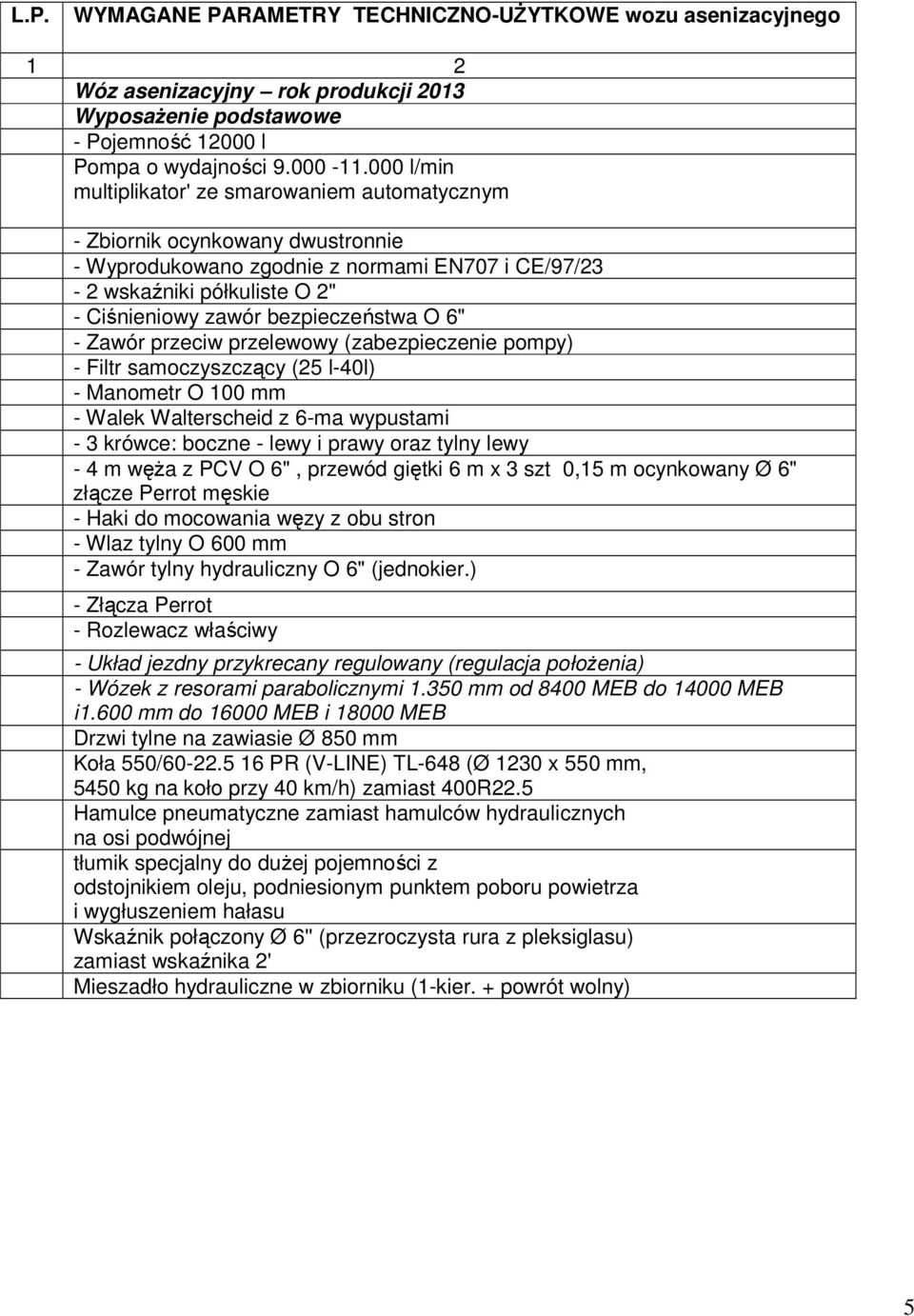 bezpieczeństwa O 6" - Zawór przeciw przelewowy (zabezpieczenie pompy) - Filtr samoczyszczący (25 l-40l) - Manometr O 100 mm - Walek Walterscheid z 6-ma wypustami - 3 krówce: boczne - lewy i prawy