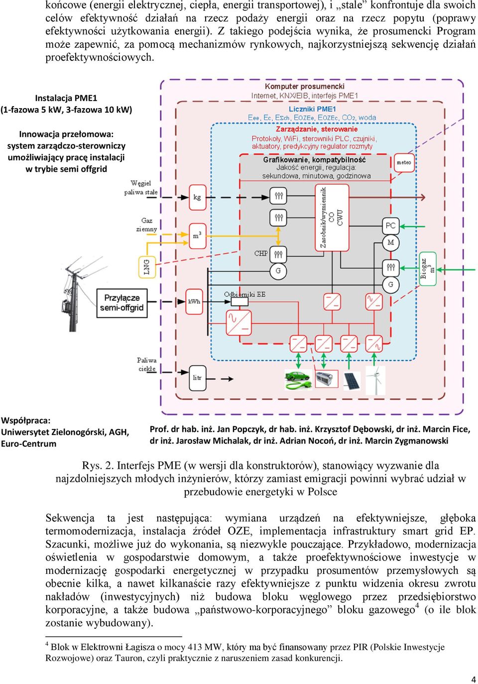 Instalacja PME1 (1-fazowa 5 kw, 3-fazowa 10 kw) Innowacja przełomowa: system zarządczo-sterowniczy umożliwiający pracę instalacji w trybie semi offgrid Współpraca: Uniwersytet Zielonogórski, AGH,