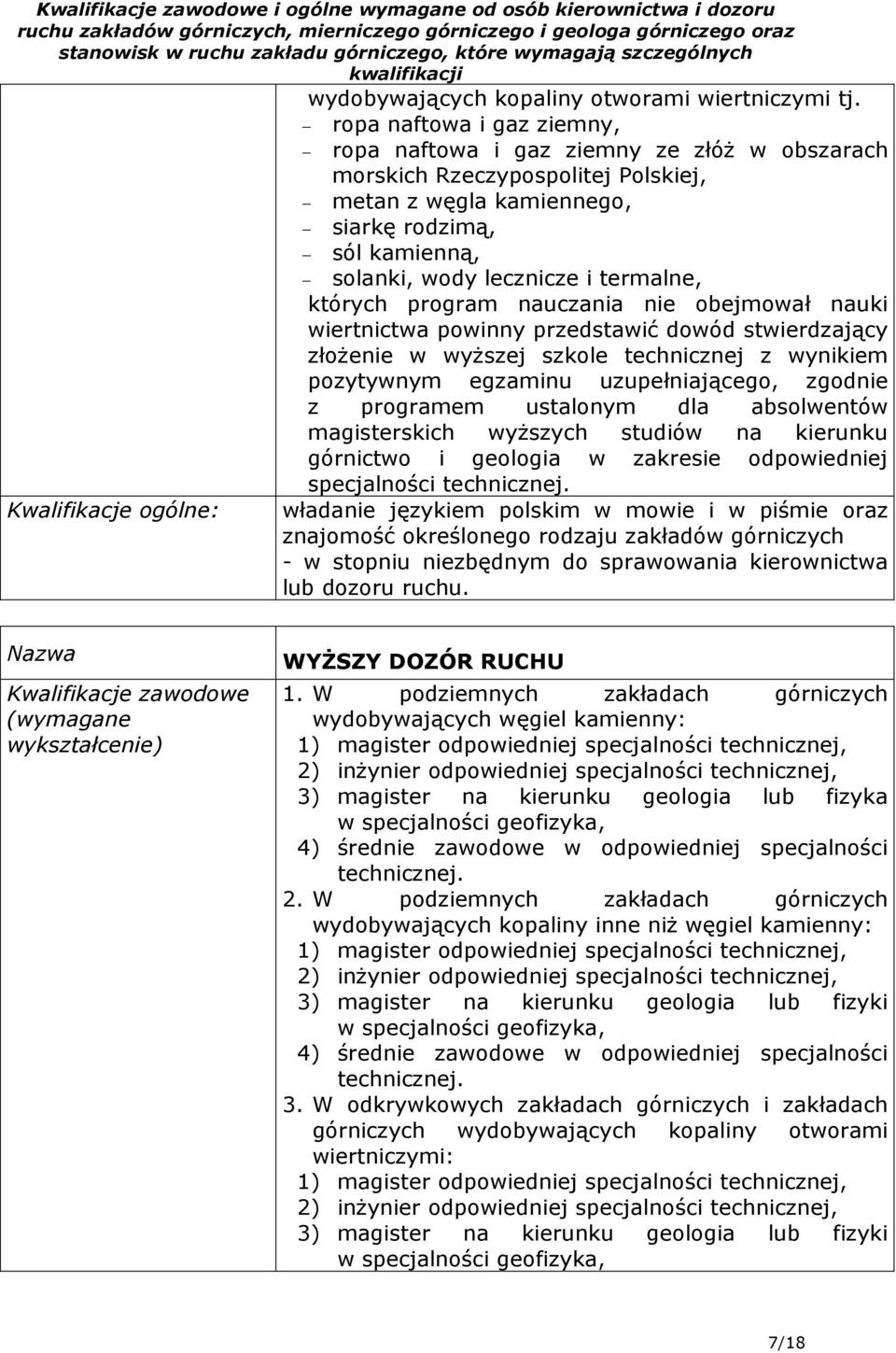 termalne, których program nauczania nie obejmował nauki wiertnictwa powinny przedstawić dowód stwierdzający złoŝenie w wyŝszej szkole technicznej z wynikiem pozytywnym egzaminu uzupełniającego,