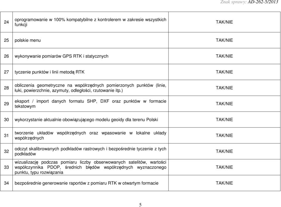 ) eksport / import danych formatu SHP, DXF oraz punktów w formacie tekstowym 30 wykorzystanie aktualnie obowiązującego modelu geoidy dla terenu Polski 31 32 33 tworzenie układów współrzędnych oraz