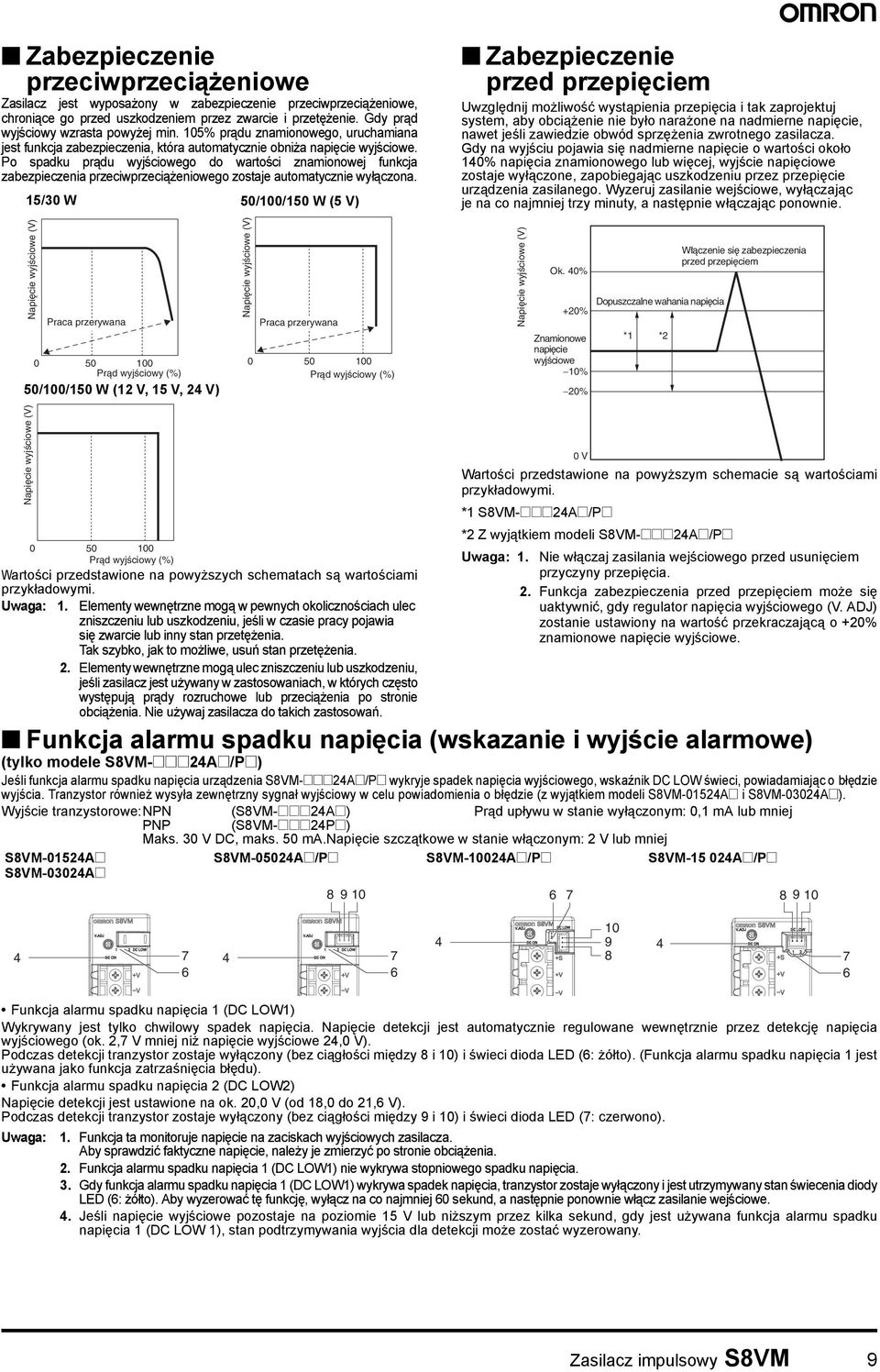 Po spadku prądu wyjściowego do wartości znamionowej funkcja zabezpieczenia przeciwprzeciążeniowego zostaje automatycznie wyłączona.