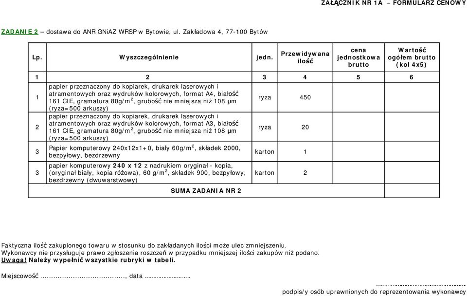 (ryza=500 arkuszy) papier przeznaczony do kopiarek, drukarek laserowych i atramentowych oraz wydruków kolorowych, format A, bia 6 CIE, gramatura 80g/m, grubo nie mniejsza ni 08 m (ryza=500 arkuszy)