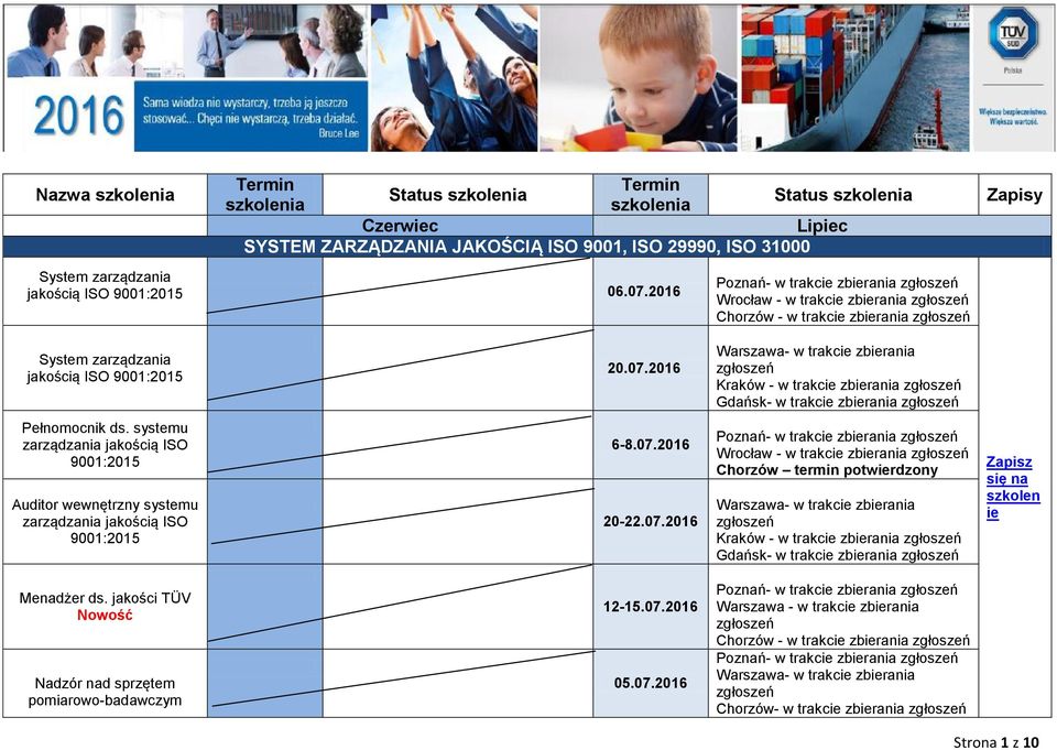 systemu zarządzania jakością ISO 9001:2015 zarządzania jakością ISO 9001:2015 6-8.07.