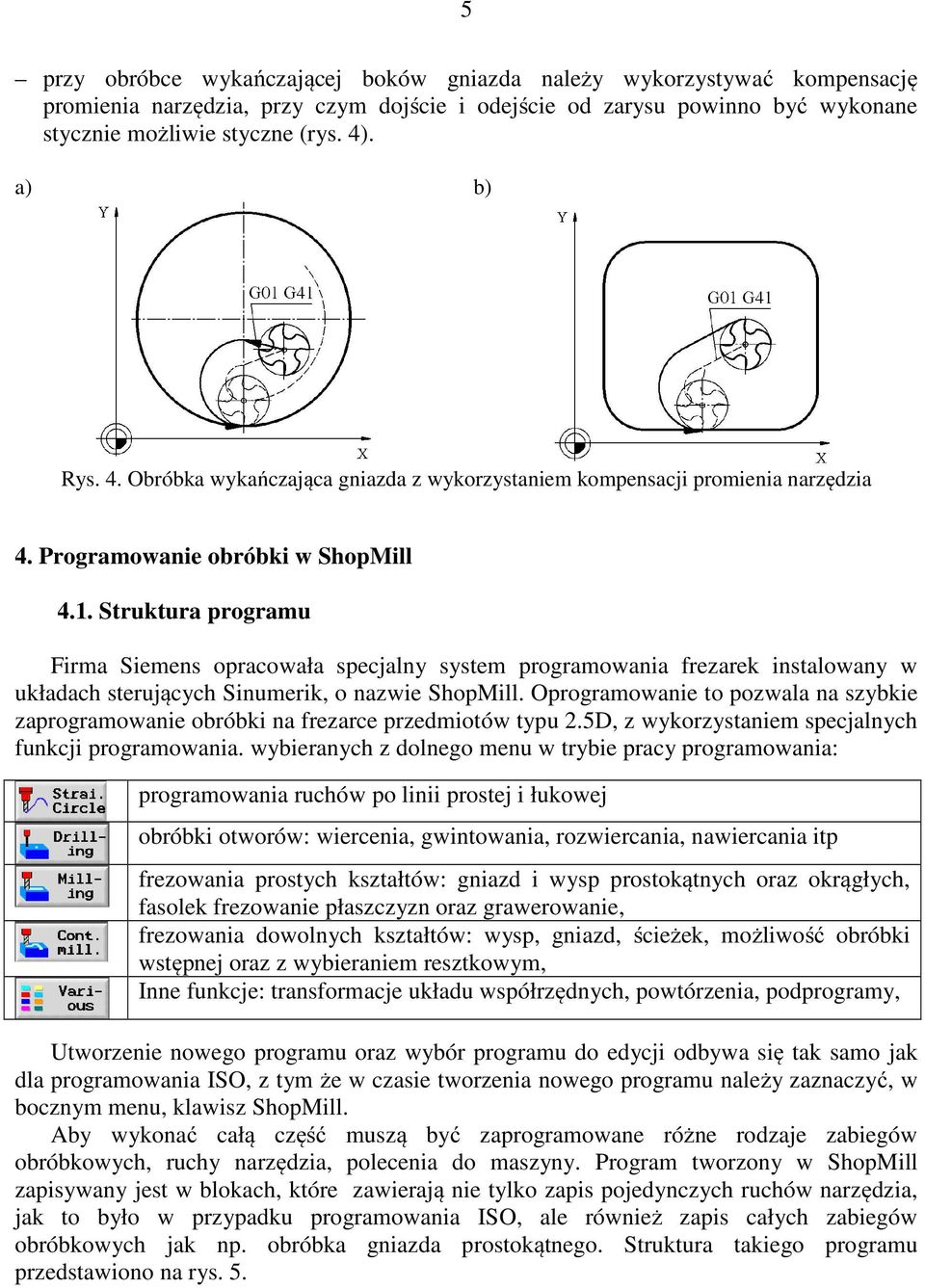 Struktura programu Firma Siemens opracowała specjalny system programowania frezarek instalowany w układach sterujących Sinumerik, o nazwie ShopMill.