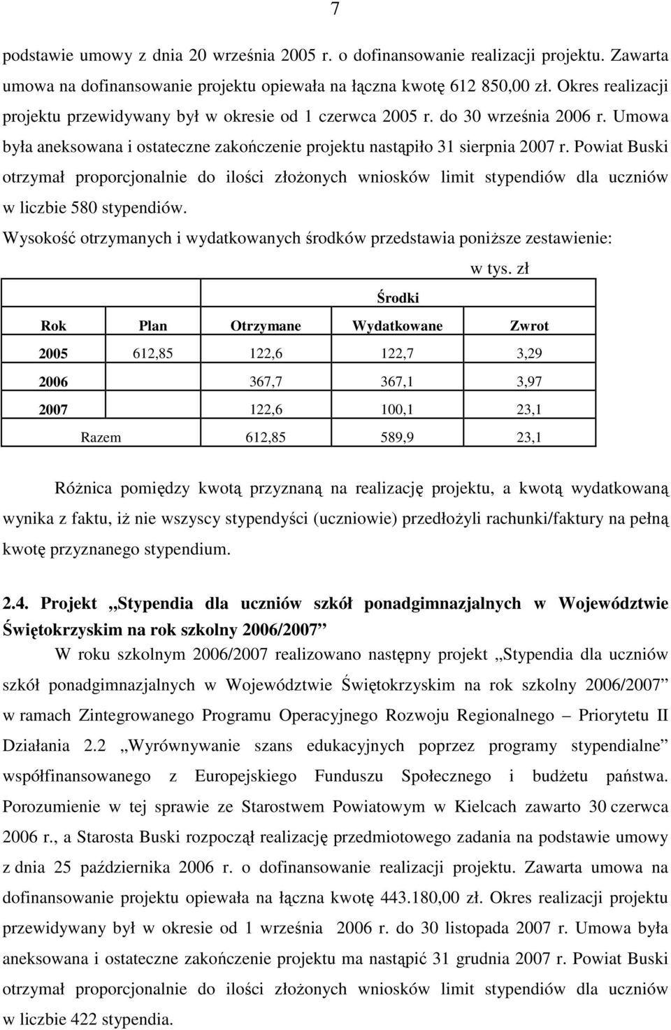 Powiat Buski otrzymał proporcjonalnie do ilości złoŝonych wniosków limit stypendiów dla uczniów w liczbie 580 stypendiów.