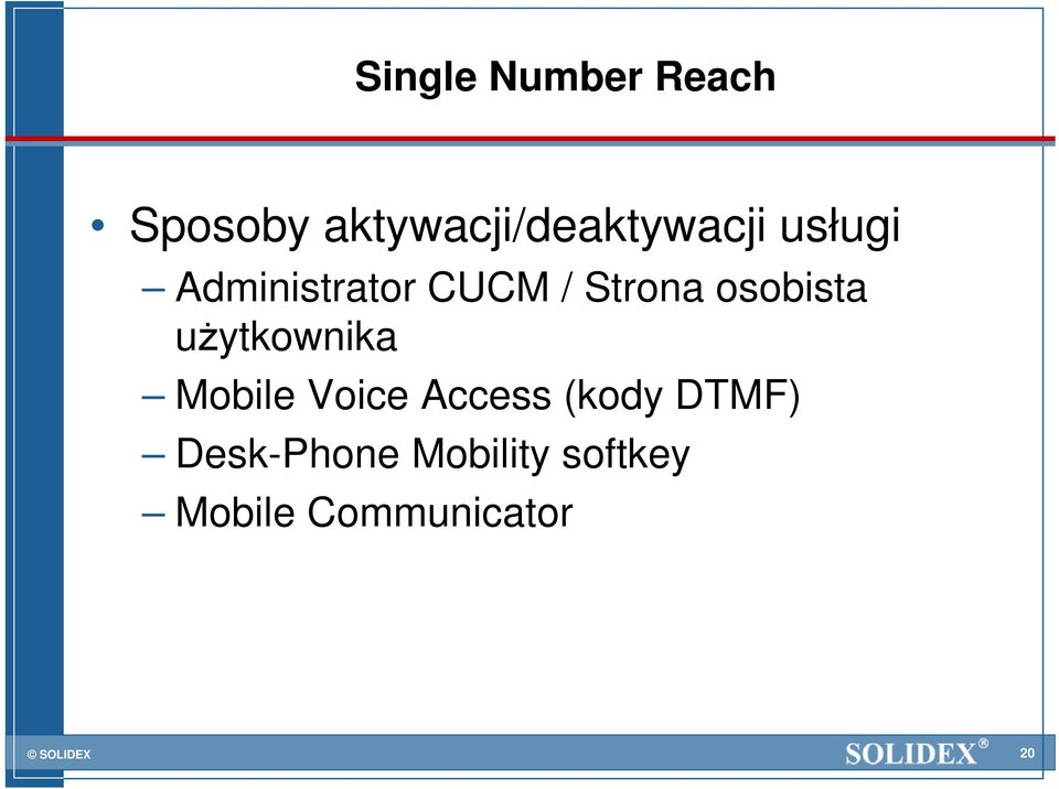 CUCM / Strona osobista uŝytkownika Mobile