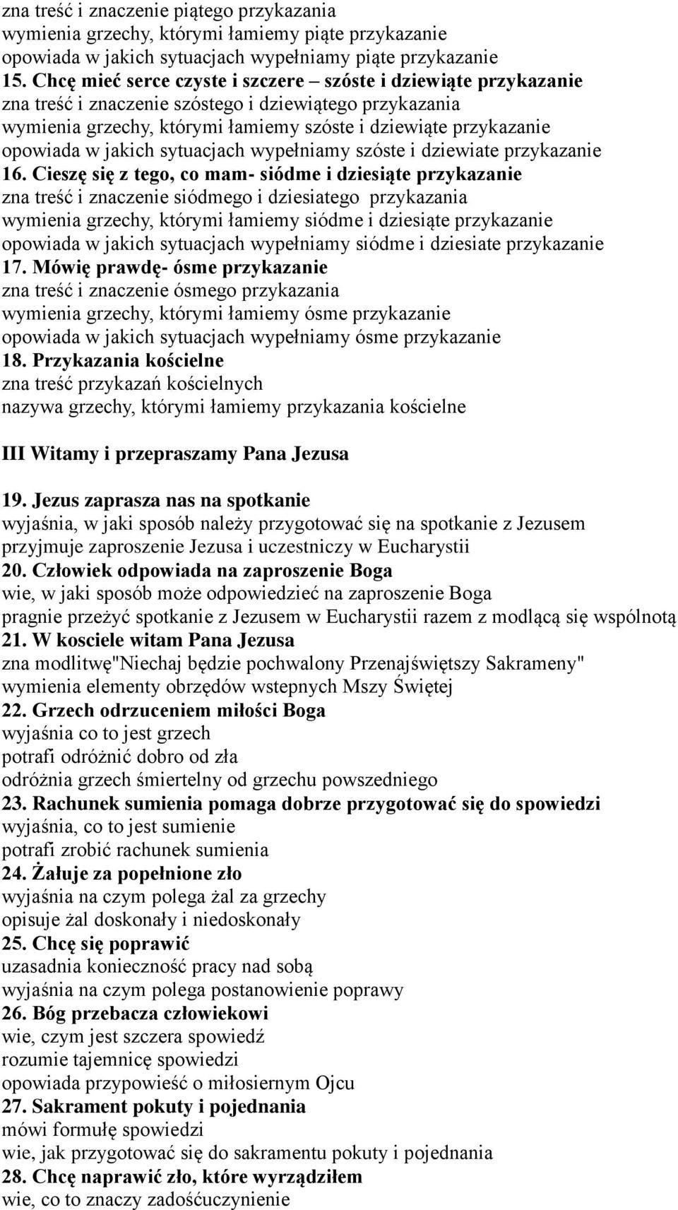 jakich sytuacjach wypełniamy szóste i dziewiate przykazanie 16.
