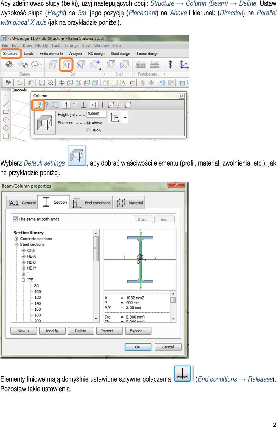 axis (jak na przykładzie poniżej). Wybierz Default settings na przykładzie poniżej.