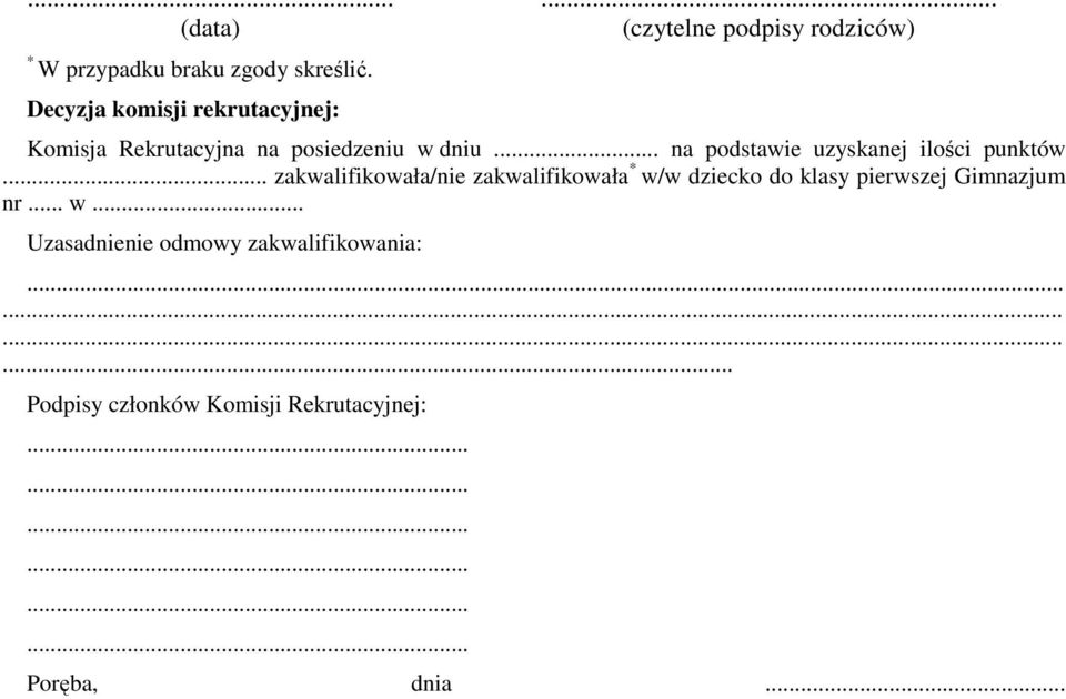 posiedzeniu w dniu... na podstawie uzyskanej ilości punktów.