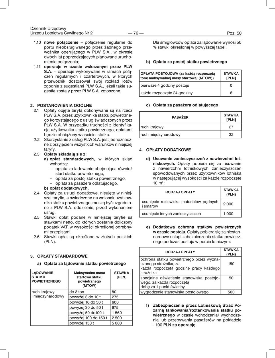 operacje wykonywane w ramach połączeń regularnych i czarterowych, w których przewoźnik dostosował swój rozkład lotów zgodnie z sugestiami PLW S.A., jeżeli takie sugestie zostały przez PLW S.A. zgłoszone.