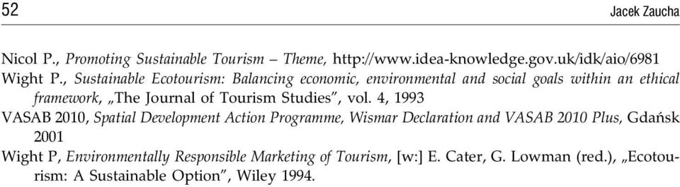 Tourism Studies, vol.