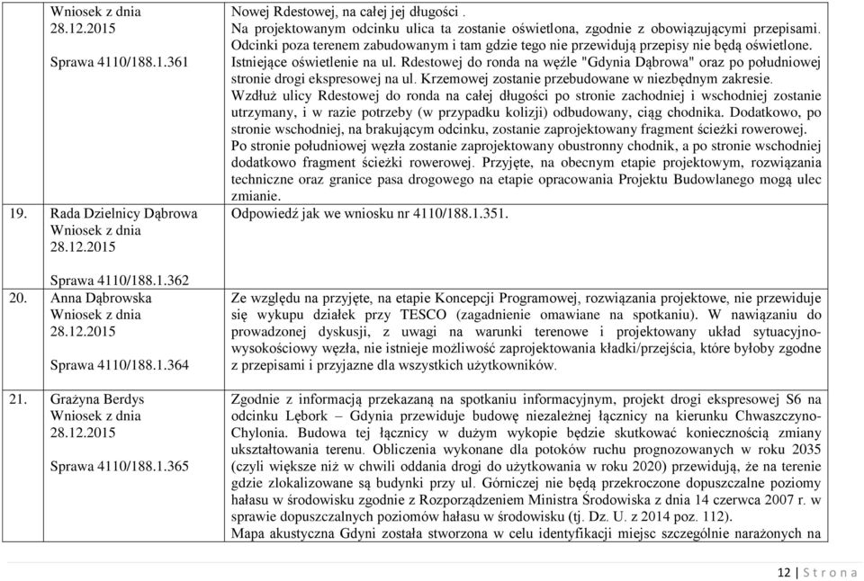 Istniejące oświetlenie na ul. Rdestowej do ronda na węźle "Gdynia Dąbrowa" oraz po południowej stronie drogi ekspresowej na ul. Krzemowej zostanie przebudowane w niezbędnym zakresie.