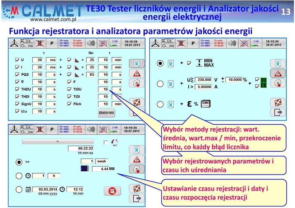 max/ min, przekroczenie limitu, co każdy błąd licznika Wybór