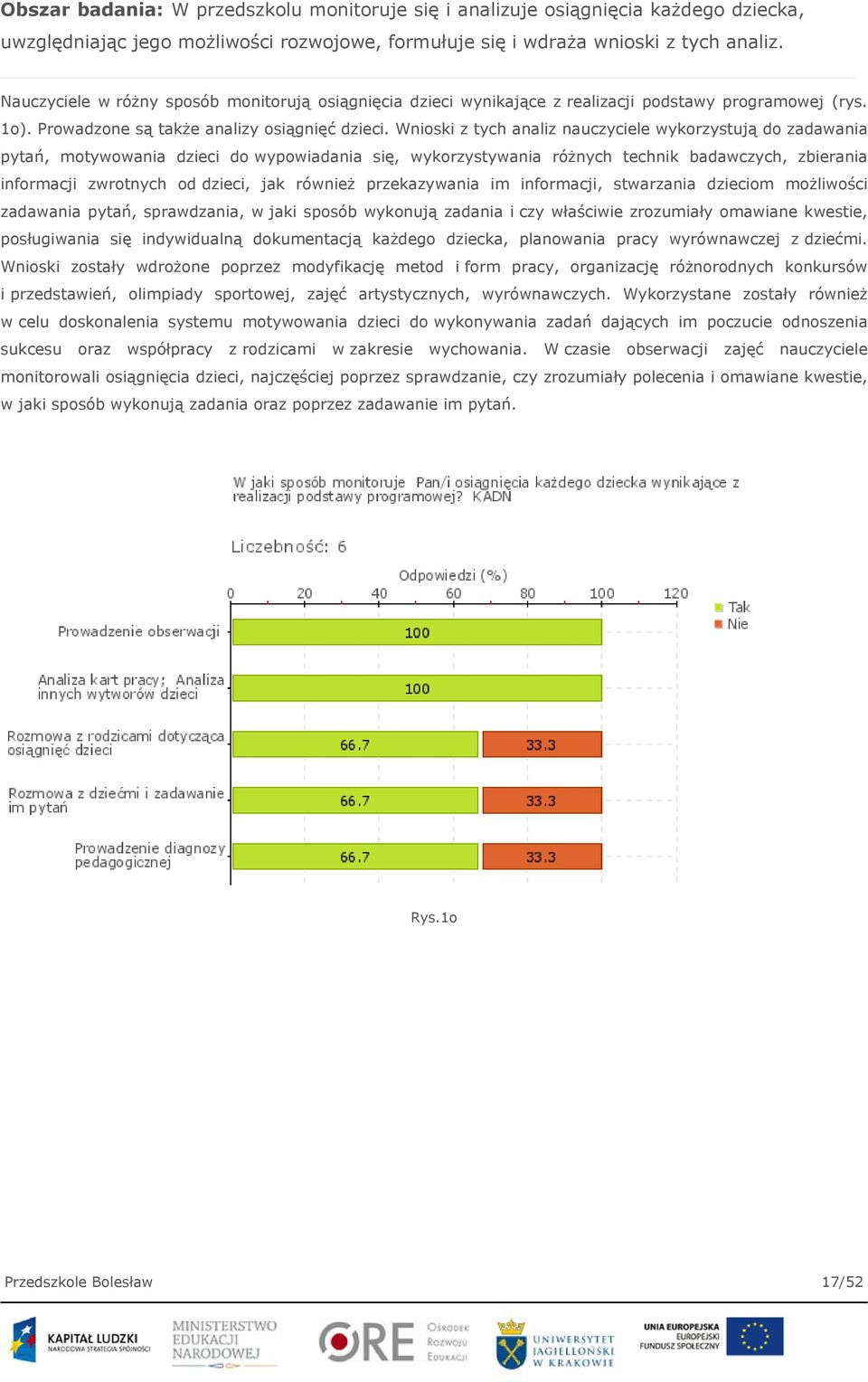 Wnioski z tych analiz nauczyciele wykorzystują do zadawania pytań, motywowania dzieci do wypowiadania się, wykorzystywania różnych technik badawczych, zbierania informacji zwrotnych od dzieci, jak