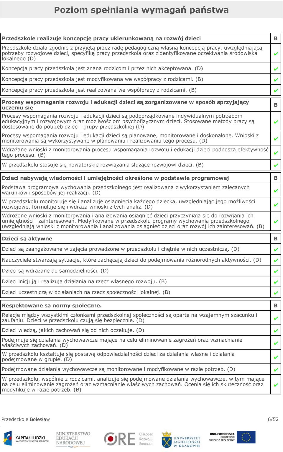 akceptowana. (D) Koncepcja pracy przedszkola jest modyfikowana we współpracy z rodzicami. (B) Koncepcja pracy przedszkola jest realizowana we współpracy z rodzicami.