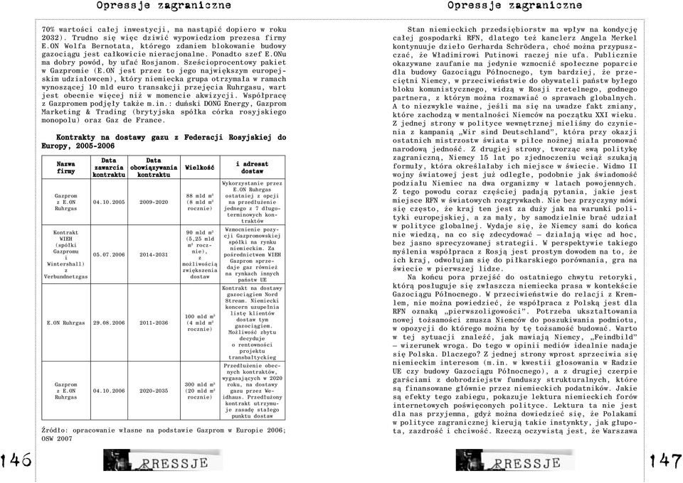 ON jest przez to jego najwiêkszym europejskim udzia³owcem), który niemiecka grupa otrzyma³a w ramach wynosz¹cej 10 mld euro transakcji przejêcia Ruhrgasu, wart jest obecnie wiêcej ni w momencie