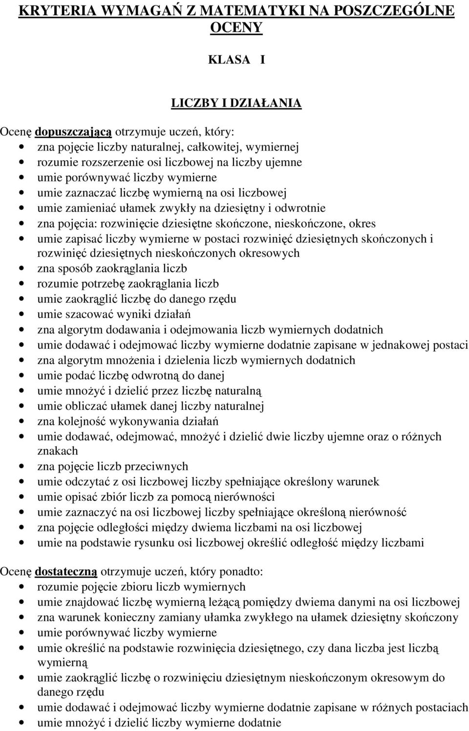 liczby wymierne w postaci rozwinięć dziesiętnych skończonych i rozwinięć dziesiętnych nieskończonych okresowych zna sposób zaokrąglania liczb rozumie potrzebę zaokrąglania liczb umie zaokrąglić