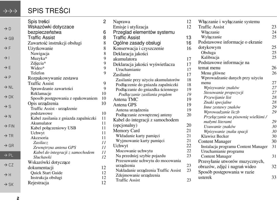 gniazda zapalniczki 11 Akumulator 11 Kabel połączeniowy USB 11 Uchwyt 11 Akcesoria 11 Zasilacz 11 Zewnętrzna antena GPS 11 Kabel do integracji z samochodem 11 Słuchawki 12 Wskazówki dotyczące