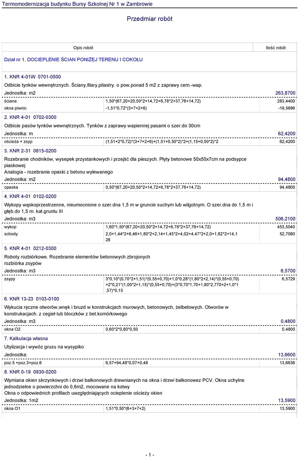 KNR 4-01 0702-0300 Odbicie pasów tynków wewnętrznych. Tynków z zaprawy wapiennej pasami o szer.