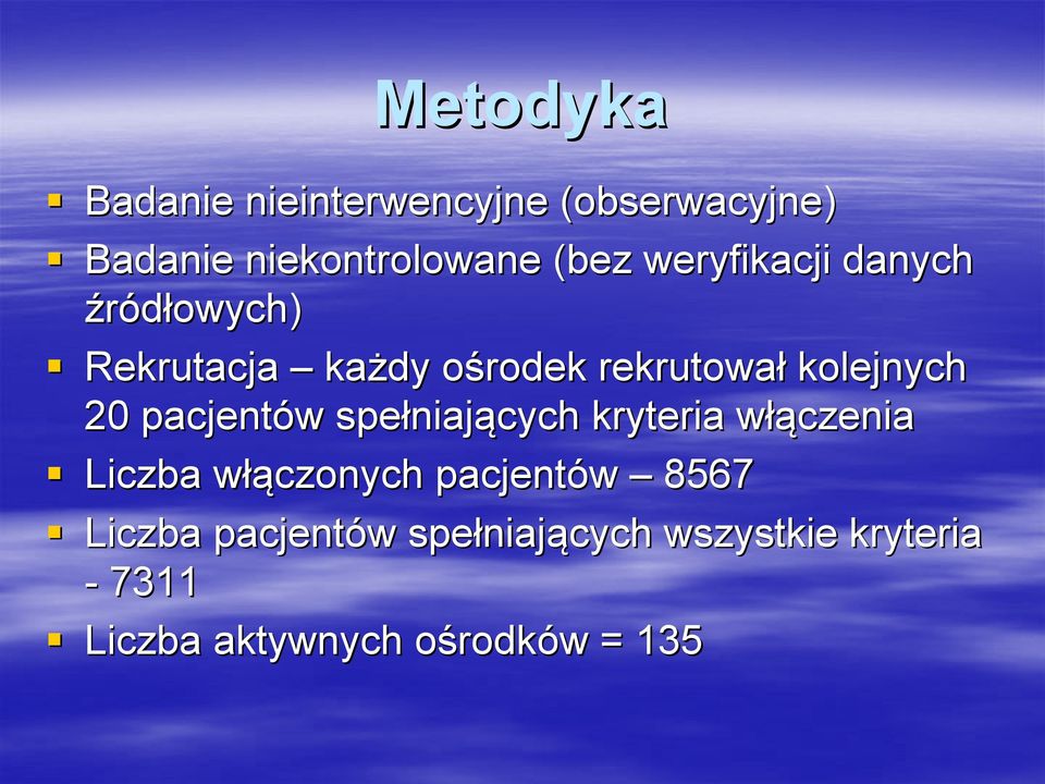 pacjentów w spełniaj niających kryteria włąw łączenia Liczba włąw łączonych pacjentów