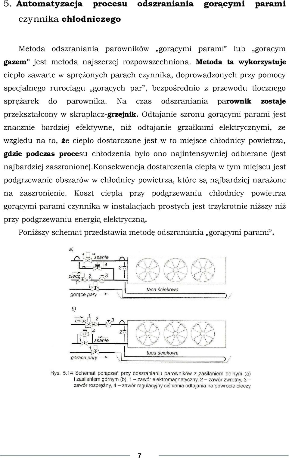 Na czas odszraniania parownik zostaje przekształcony w skraplacz-grzejnik.