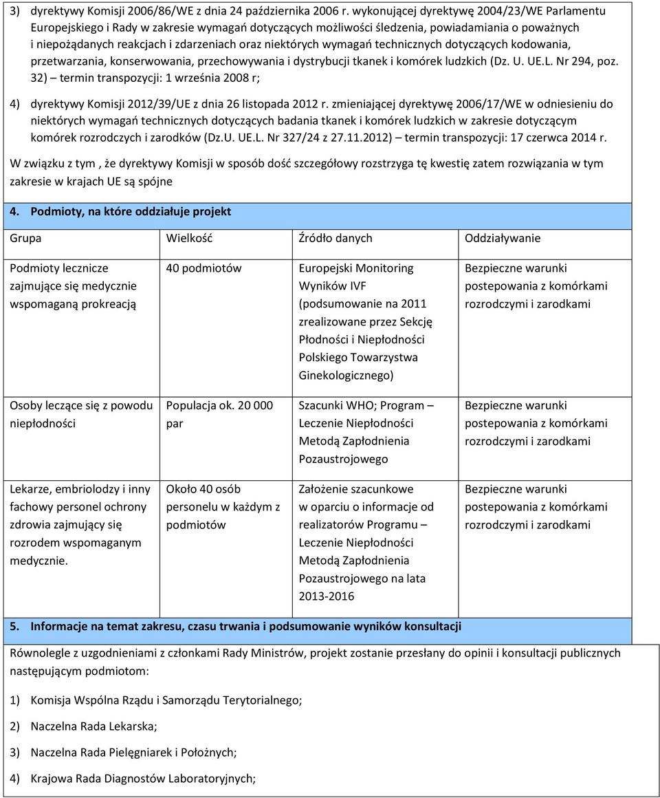 wymagań technicznych dotyczących kodowania, przetwarzania, konserwowania, przechowywania i dystrybucji tkanek i komórek ludzkich (Dz. U. UE.L. Nr 294, poz.