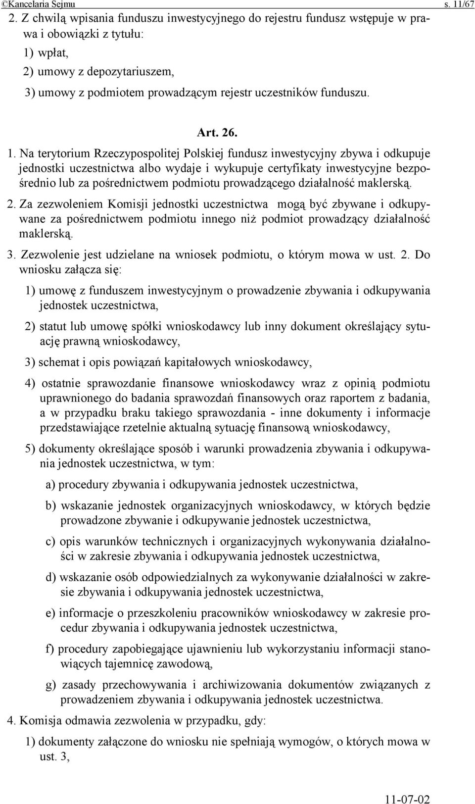 funduszu. Art. 26. 1.