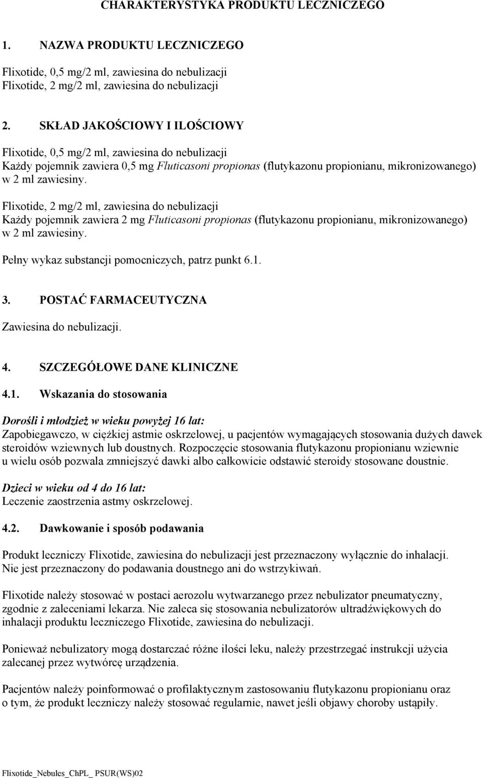 Flixotide, 2 mg/2 ml, zawiesina do nebulizacji Każdy pojemnik zawiera 2 mg Fluticasoni propionas (flutykazonu propionianu, mikronizowanego) w 2 ml zawiesiny.