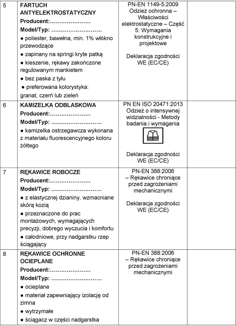 wykonana z materiału fluorescencyjnego koloru żółtego 7 RĘKAWICE ROBOCZE z elastycznej dzianiny, wzmacniane skórą kozią przeznaczone do prac montażowych, wymagających precyzji, dobrego wyczucia i