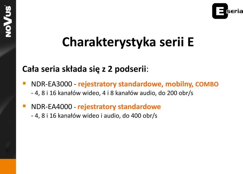 kanałów wideo, 4 i 8 kanałów audio, do 200 obr/s NDR EA4000