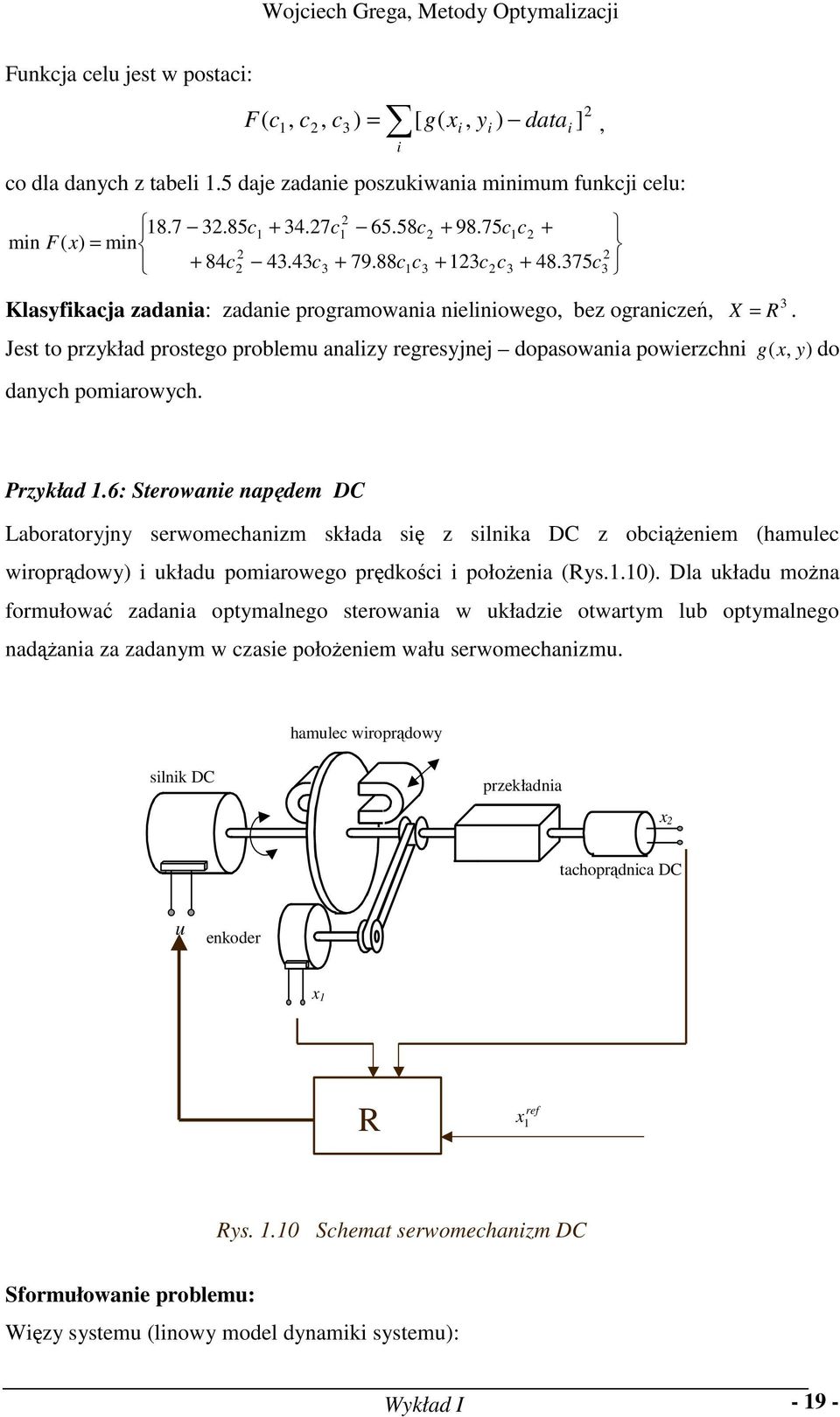 Jest to przykład prostego problemu aalizy regresyjej dopasowaia powierzchi g( x, y) do daych pomiarowych. Przykład.