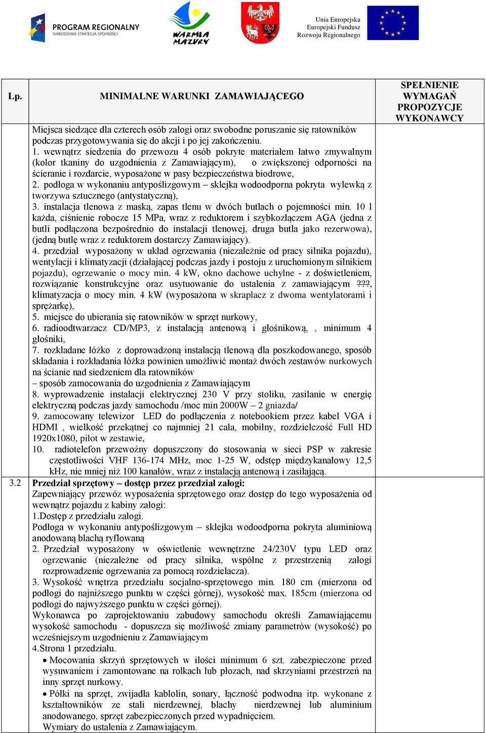 bezpieczeństwa biodrowe, 2. podłoga w wykonaniu antypoślizgowym sklejka wodoodporna pokryta wylewką z tworzywa sztucznego (antystatyczną), 3.