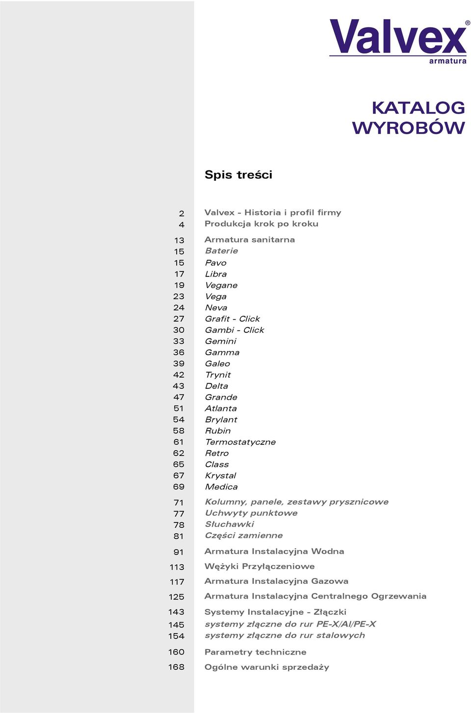 prysznicowe 77 Uchwyty punktowe 78 Słuchawki 81 Części zamienne 91 Armatura Instaacyjna Wona 113 Wężyki Przyłączeniowe 117 Armatura Instaacyjna Gazowa 125 Armatura Instaacyjna