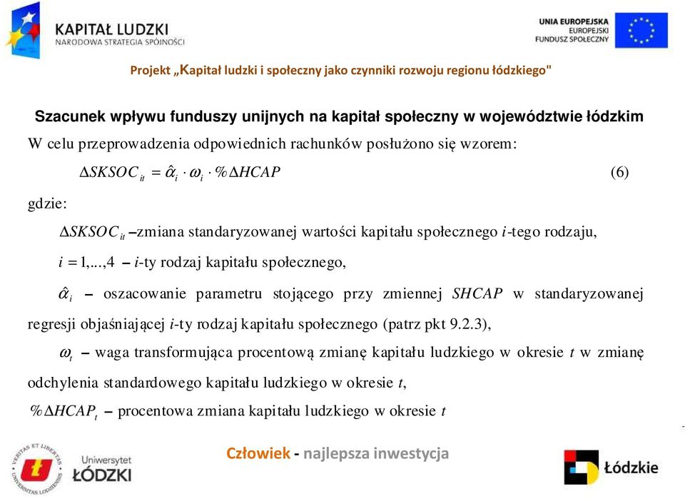 ..,4 i-ty rodzaj kapitału społecznego, αˆ i oszacowanie parametru stojącego przy zmiennej SHCAP w standaryzowanej regresji objaśniającej i-ty rodzaj kapitału