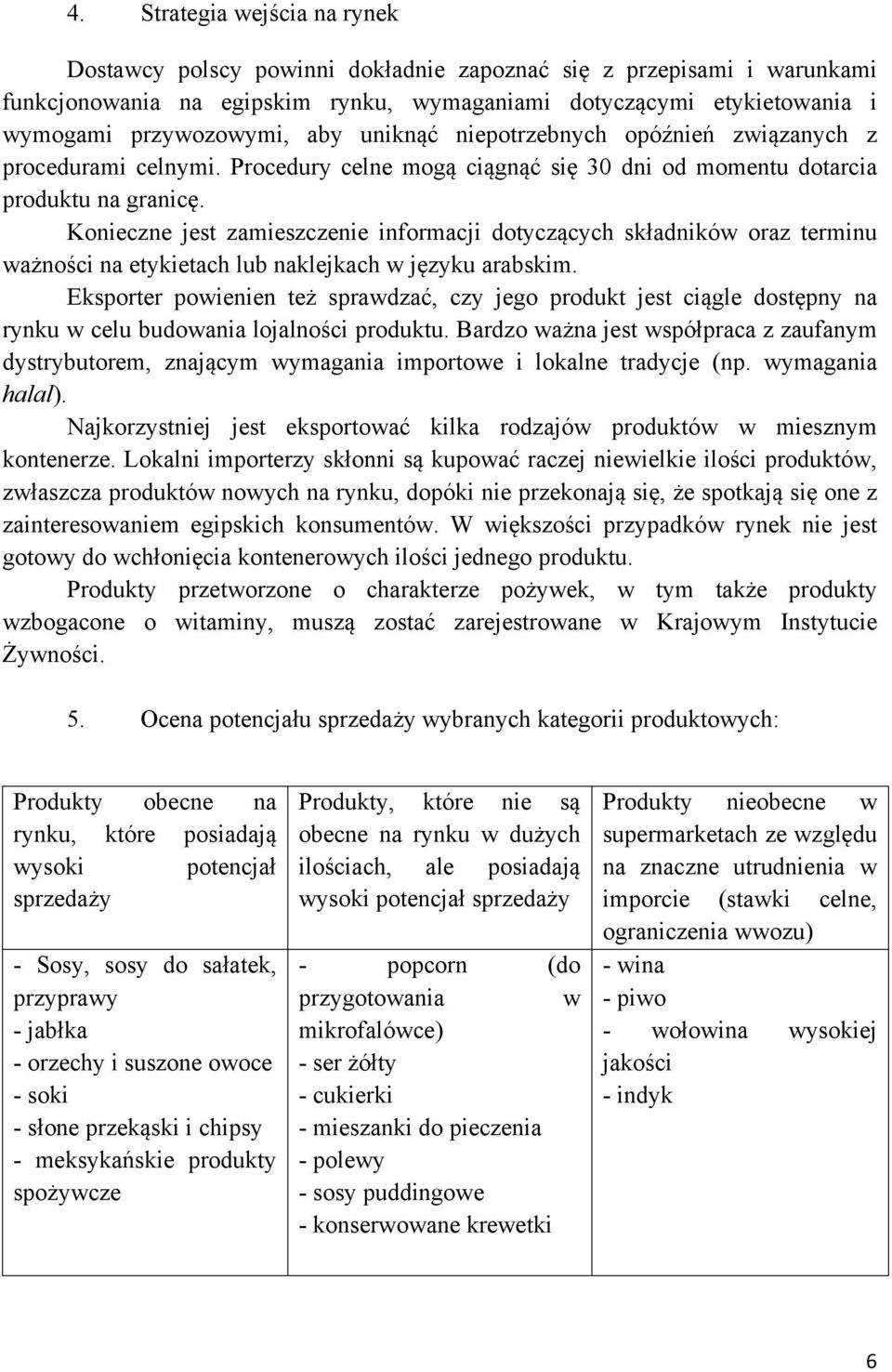 Konieczne jest zamieszczenie informacji dotyczących składników oraz terminu ważności na etykietach lub naklejkach w języku arabskim.