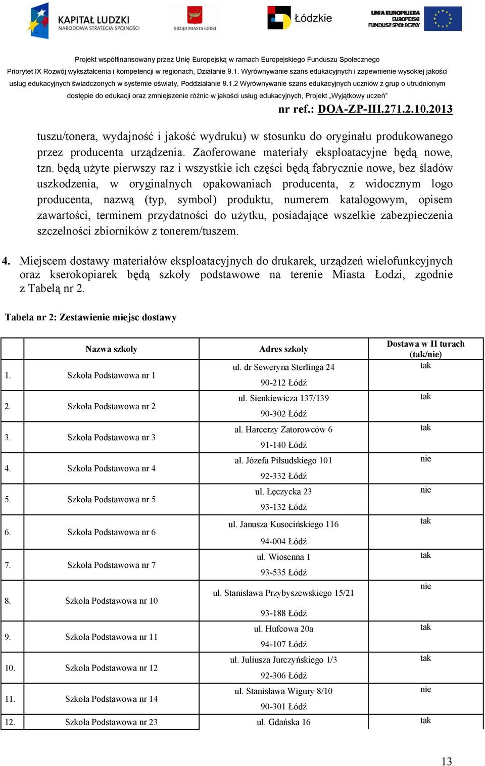 2 Wyrównywa szans edukacyjnych uczniów z grup o utrudnionym dostępie do edukacji oraz zmjsze różnic w jakości usług edukacyjnych, Projekt Wyjątkowy uczeń tuszu/tonera, wydajność i jakość wydruku) w