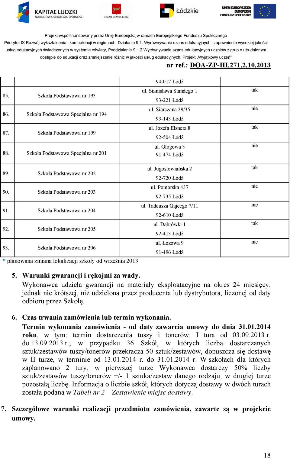 2 Wyrównywa szans edukacyjnych uczniów z grup o utrudnionym dostępie do edukacji oraz zmjsze różnic w jakości usług edukacyjnych, Projekt Wyjątkowy uczeń 85. Szkoła Podstawowa nr 193 86.